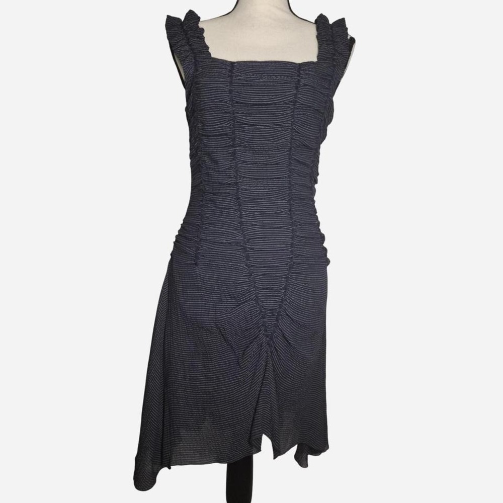 Y2K‎ silk navy blue striped dress